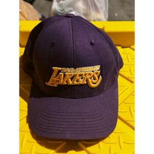 VTG Los Angeles Lakers Nike Team Hat Purple Gold NBA Flexfit Fitted Baseball Cap